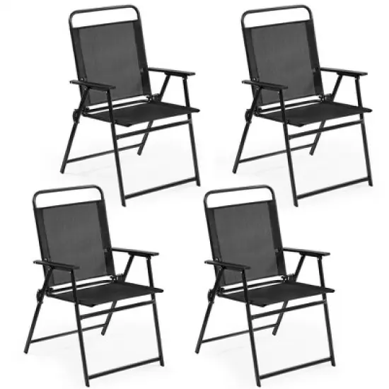 Yaheetech Set of 4 Outdoor Foldable Dining Chairs with Backrest and Armrests image {7}