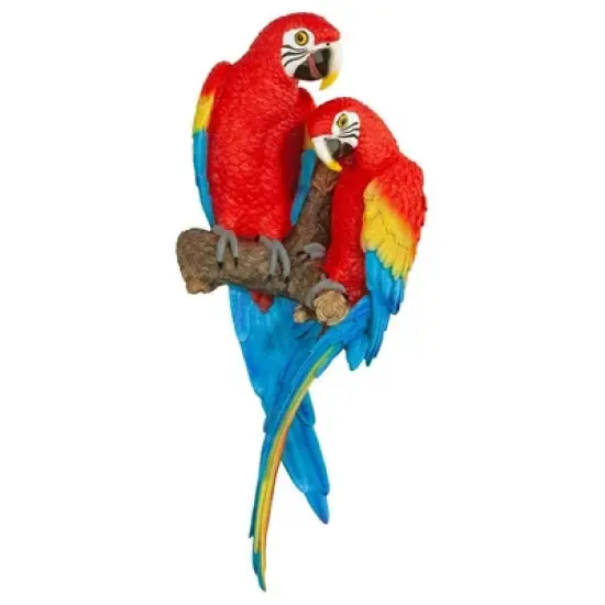 Design Toscano Tropical Scarlet Macaws Wall Sculpture image {1}