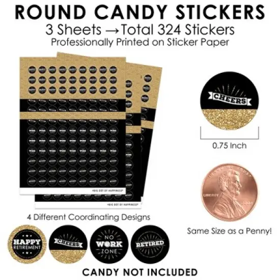 Big Dot of Happiness Happy Retirement - Retirement Party Small Round Candy Stickers - Party Favor Labels - 324 Count image {2}