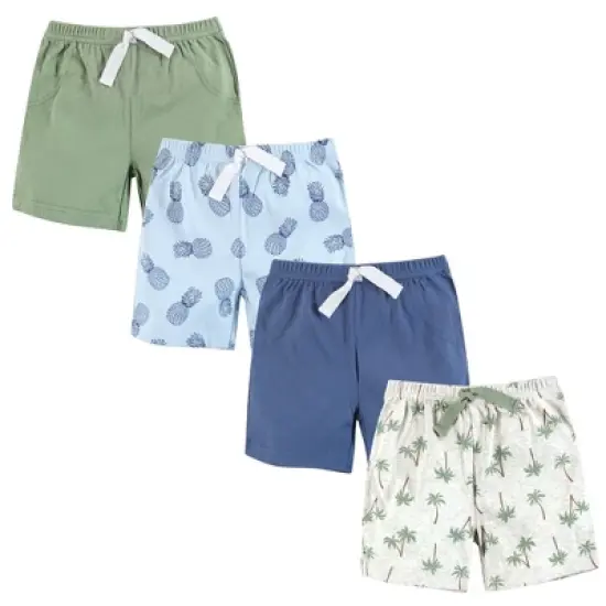 Hudson Baby Boy Shorts Bottoms 4-Pack, Palm Tree image {12}