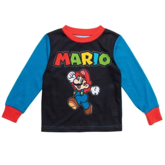 SUPER MARIO Nintendo Luigi Mario Pajama Shirt and Pants Sleep Set Toddler image {1}