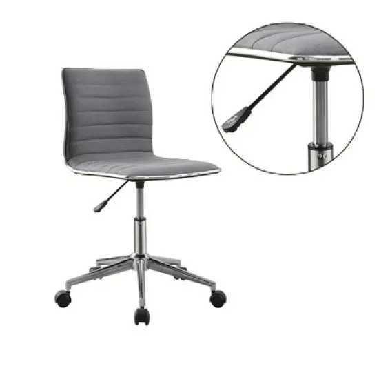 Simple Relax Fabric Upholstered Office Chair with Armless in Grey and Chrome image {2}
