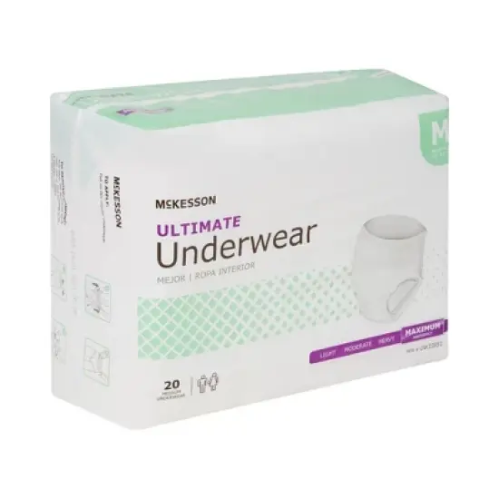 McKesson Ultimate Incontinence Underwear, Maximum Absorbency, Unisex, Medium, 20 Count image {2}
