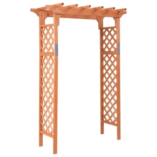 Costway Arbor Over 7FT High Wooden Garden Arch Trellis Pergola Outdoor Patio Plant image {4}