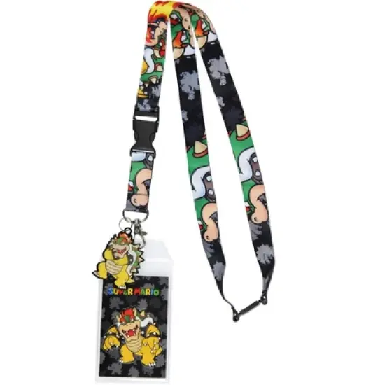 Nintendo Super Mario Bowser Lanyard ID Badge Holder Lanyard w/ Metal Charm image {5}