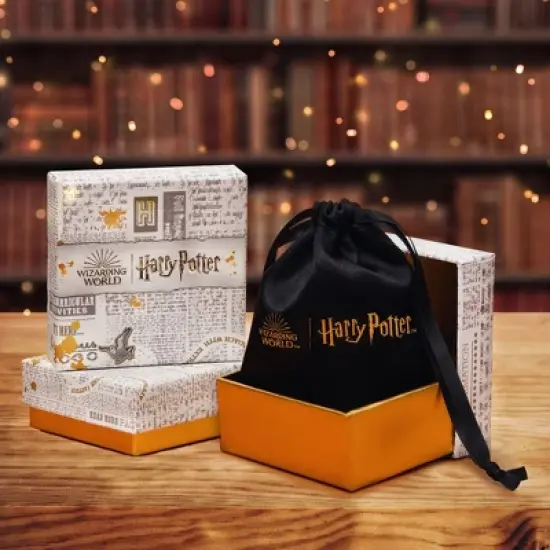 Harry Potter Womens Deathly Hallows 18KT Gold Plated Paperclip Chain Necklace with Spinning Deathly Hallows Pendant, 18" image {5}