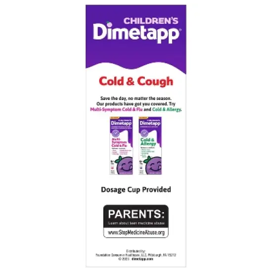 Dimetapp Children Cold & Cough Liquid Grape 8 Oz image {5}
