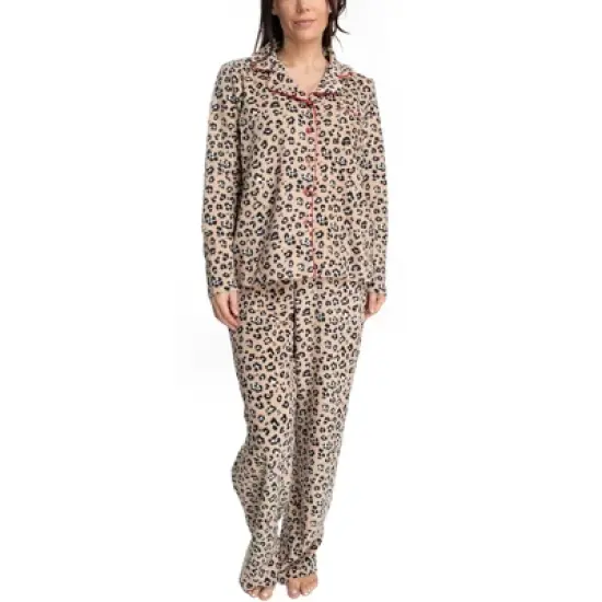 Hanes Womens Stretch Fleece Notch Collar Pajama Set image {3}