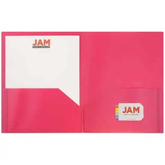 JAM 6pk POP 2 Pocket School Presentation Plastic Folders Pink image {2}