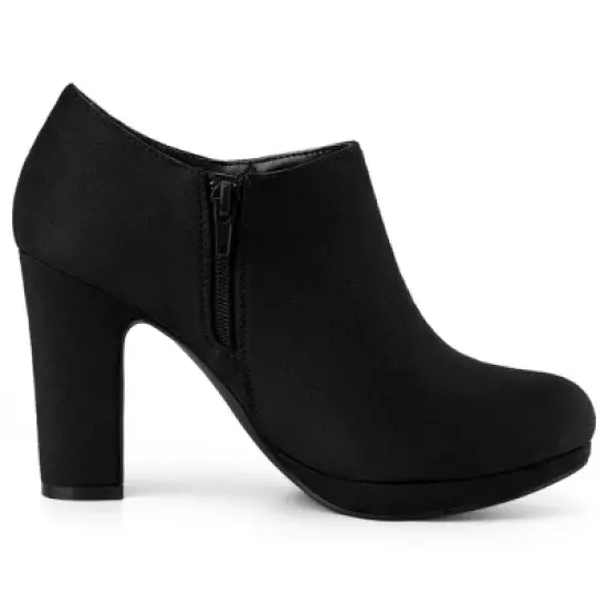Allegra K Women's Platform Round Toe Chunky Heel Ankle Booties image {6}
