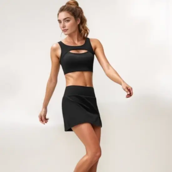 Anna-Kaci Active Women's Sports Bra with Scoop Neck and Front Cutout Design for Low to Medium Impact Workouts image {2}