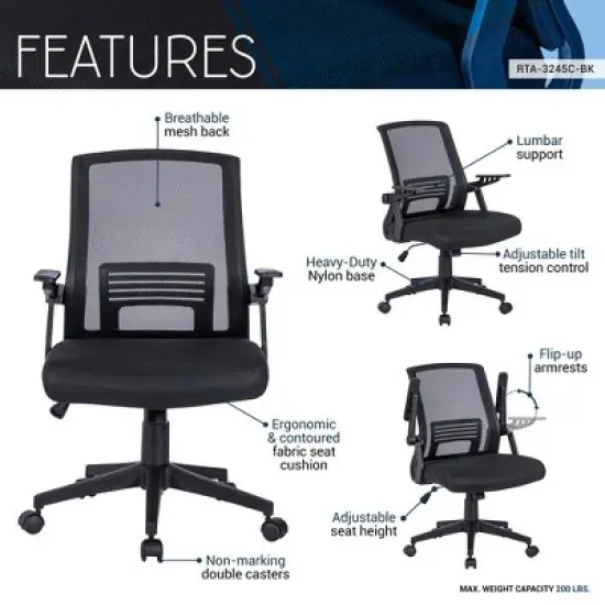 CAVINAS Adjustable Mesh Office Chair,Ergonomic Gaming Chair,Swivel Desk Chair for Adult,Student image {4}