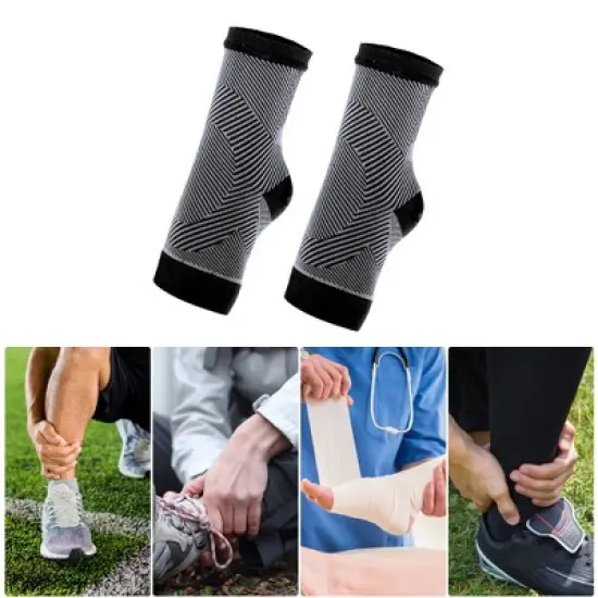 Unique Bargains Pair Ankle Compression Sleeve Socks Foot Ankle Brace for Men Women Achilles Tendon image {1}