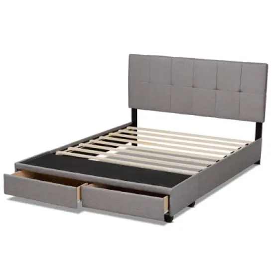 Netti Fabric Upholstered 2 Drawer Platform Storage Bed - Baxton Studio image {4}