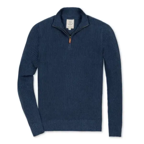 Hope & Henry Men's Organic Half Zip Cardigan Stitch Pullover Sweater, Navy Marl, X-Large image {4}