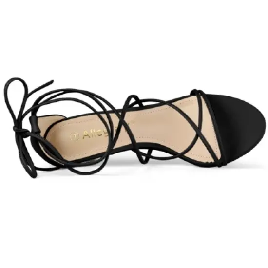 Allegra K Women's Strappy Kitten Heel Lace Up Sandals image {4}