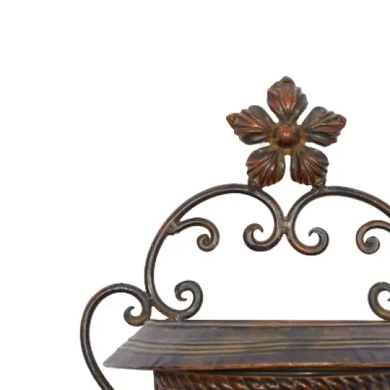 12" Wide Planter Traditional Novelty Metal Pot Brown - Olivia & May image {4}