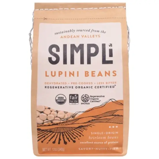 Simpli Lupini Beans - Case of 8/12 oz image {1}