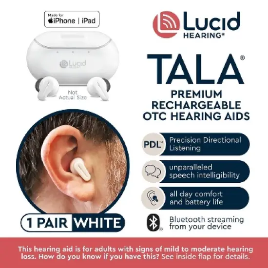 Lucid Audio Tala OTC Hearing Aids - White MFI image {6}