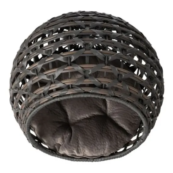 Huntley Pet Rattan Cat Bed Condo, Elevated with Round cushion image {3}