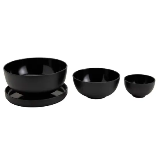 Infuse 4pc Melamine Bowl Set with Lid Black image {3}