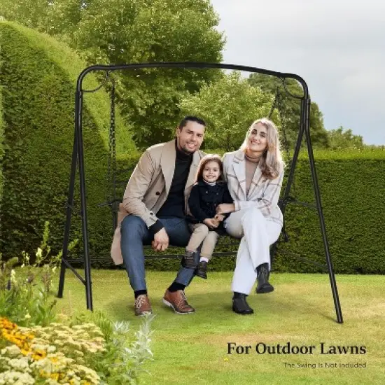 VINGLI Heavy Duty Metal Porch Swing Frame with Extra Safety Side Bars, Hanging Swing Frame for Yard, Garden, Lawn, Outdoors image {7}