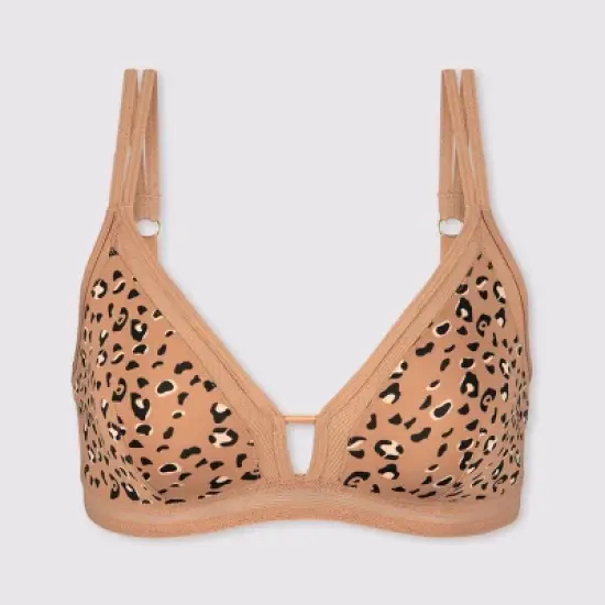 All.You.LIVELY Women's Leopard Print Mesh Trim Bralette - Camel image {3}