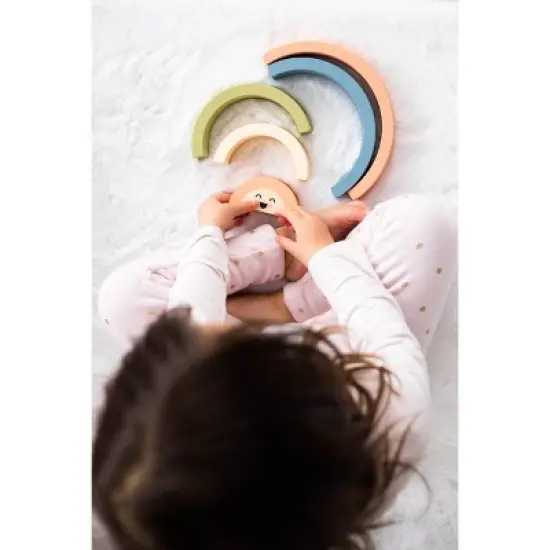 Pearhead Wooden Stacking Toy - Rainbow - 5pc image {6}