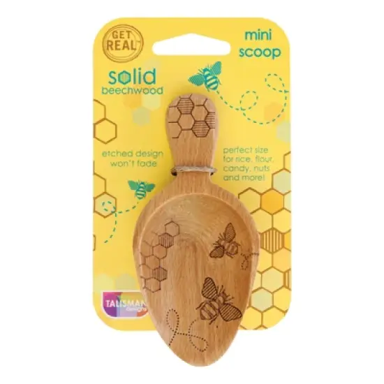 Talisman Designs Laser Etched Beechwood Mini Scoop, Honey Bee Collection image {2}
