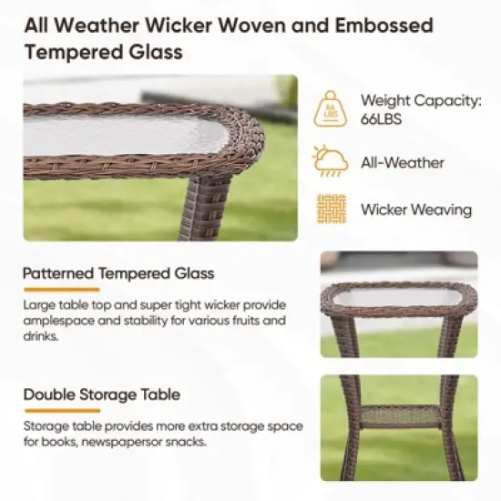 Gymojoy Outdoor Sofa Swivel Chair Ottoman with Coffee Table Patio Funiture Set image {13}