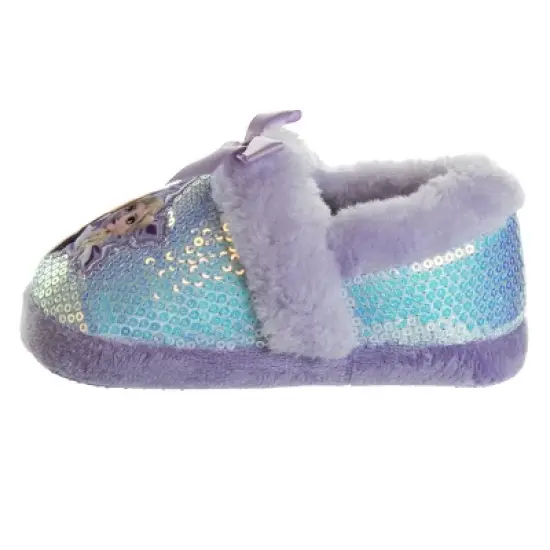 Disney Frozen Girl Slippers - Elsa and Anna Plush Lightweight Warm Comfort Soft Aline House Shoes - Purple (sizes 5-12 Toddler-Little Kid) image {4}
