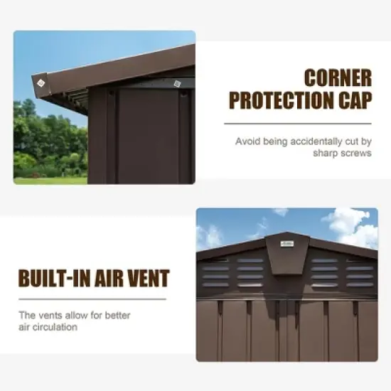 10'x8' Outdoor Storage Shed With 32 Air Vents, Push-pull Double Door, Sloping Roof Metal Storage Cabinet, Ultraviolet-proof Tool Shed For Lawn image {1}