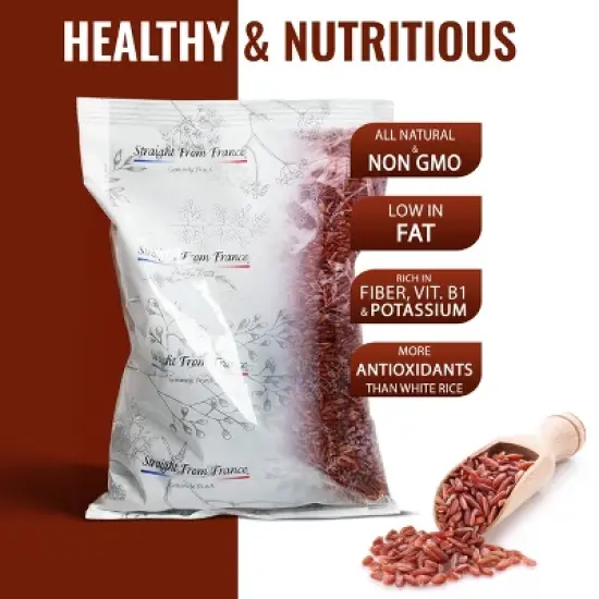 Straight from France French Red Rice, Similar to Brown Rice & Italian Farro, Ideal in Rice Pilaf, Soups, Alongside Grilled Meats 30 Oz image {1}