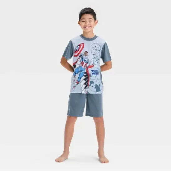 Boys' Captain America 3pc Pajama Set - Gray image {2}