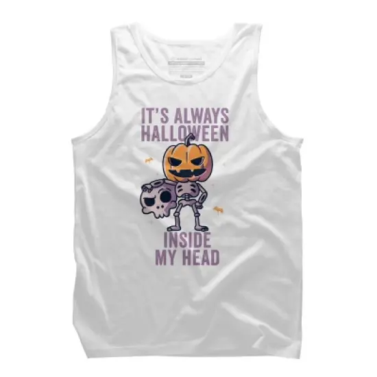 Men's Design By Humans It's Always Halloween Inside My Head Funny Cute Spooky By EduEly Tank Top image {7}