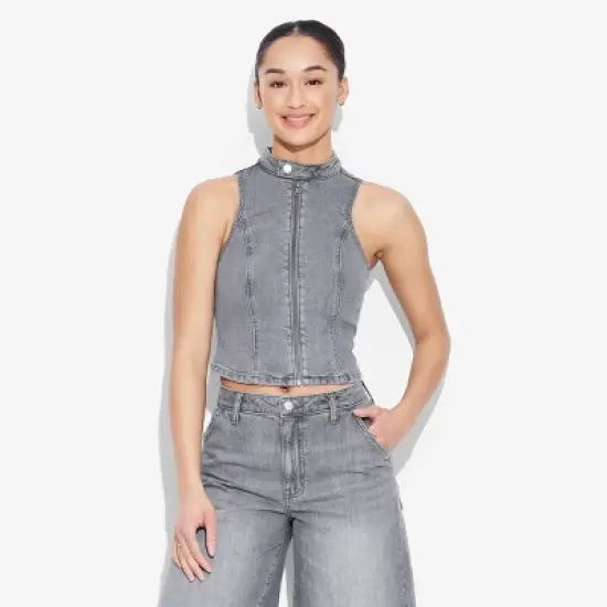 Women's Zip-Up Denim Moto Vest - Wild Fable&trade; image {1}