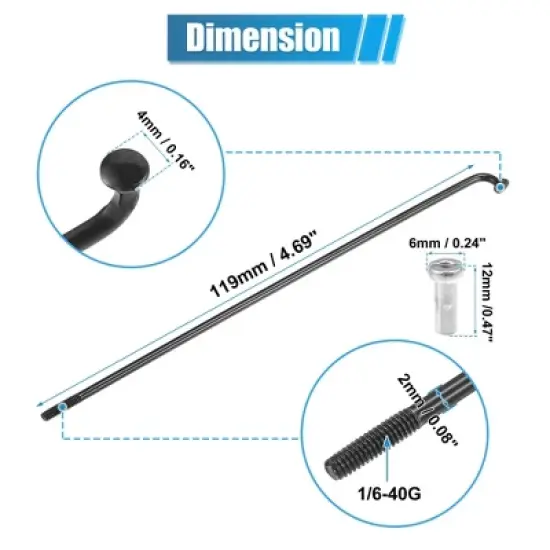 Unique Bargains 14G J Bend Bicycle Steel Spokes 36Pcs image {2}