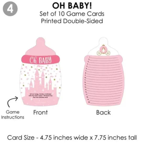 Big Dot of Happiness Little Princess Crown - 4 Pink and Gold Princess Baby Shower Games - 10 Cards Each - Gamerific Bundle image {6}