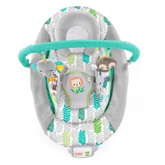 Bright Starts Jungle Vines Comfy Baby Bouncer with Vibrating Infant Seat, Toy Bar & Taggies image {9}