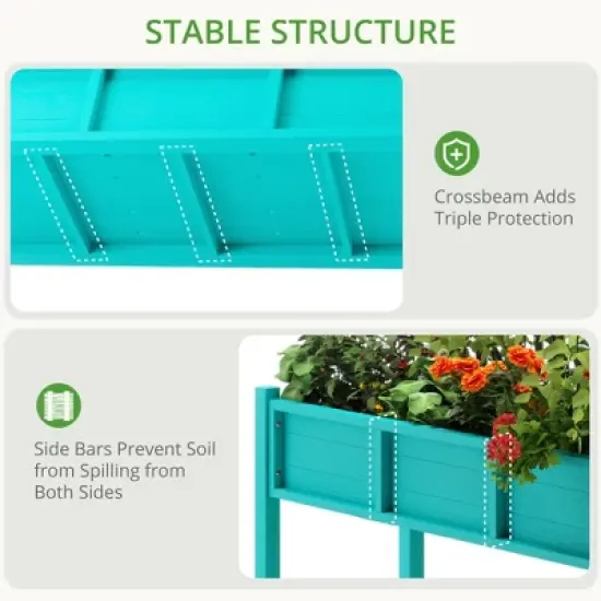 Arceso Raised Garden Bed with Tools, 47 inch Poly Elevated Planter Box with Legs And Storage Shelf, Standing Growing Bed Herb Planter for Vegetable image {4}