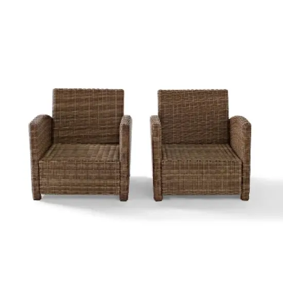 Bradenton 3pc Outdoor Wicker Arm Chairs with Side Table - Crosley image {6}