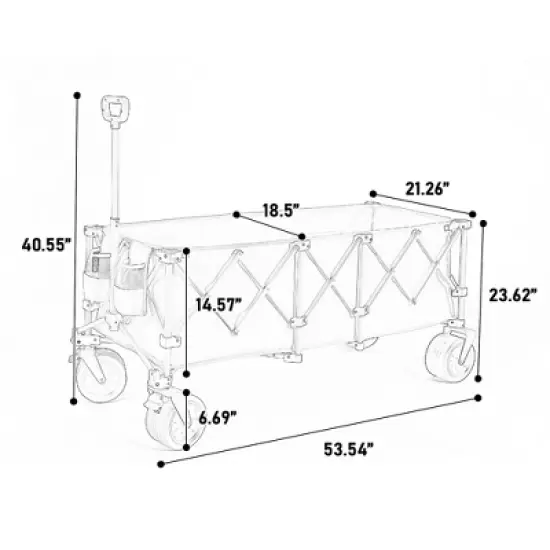 SKRAN Foldable Extended Heavy Duty 300L Folding Utility Cart with 220lbs Weight Capacity with Big All-Terrain Beach Wheels & Drink Holders image {2}