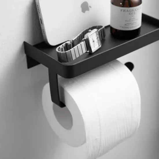 Wall Mount Toilet Paper Holder with Shelf Stainless Steel Paper Roll Holder Tissue Paper Holder image {7}