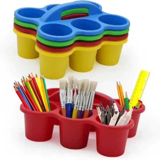 4E's Novelty 4 Pack Pencil Caddy for Classroom, Vibrant Classroom Caddy, Durable Table Drink Holder for School, Useful School&rsquo;s Desk Caddy image {8}