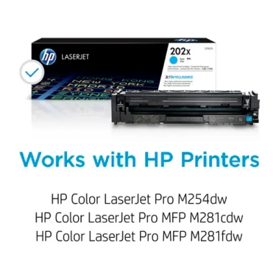 HP 202X High Yield Cyan Original LaserJet Toner Cartridge, ~2,500 pages, CF501X image {2}