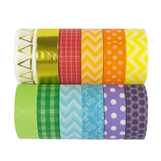 Wrapables Rainbow Bright Washi Tapes, set of 12 image {1}