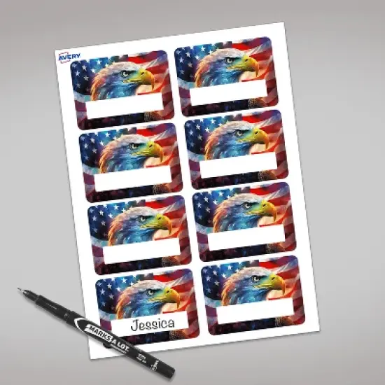 Avery American Flag Patriotic Eagle Name Badges, 2-1/3" x 3-3/8", 80ct image {5}