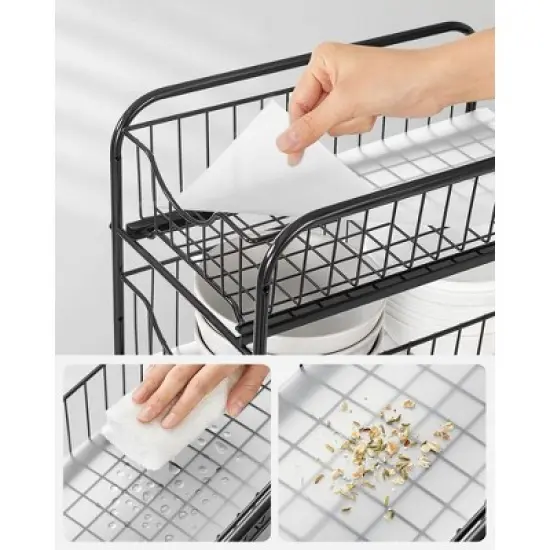 SONGMICS Pull Out,  Sliding, Stackable Under Sink Cabinet Organizer with Storage Basket Drawers, for Kitchen image {5}