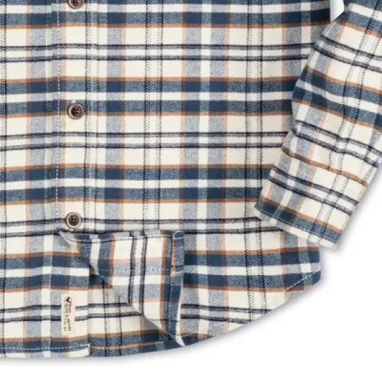 Hope & Henry Boys' Long Sleeve Plaid Flannel Button Down Shirt with Elbow Patches, Kids image {2}