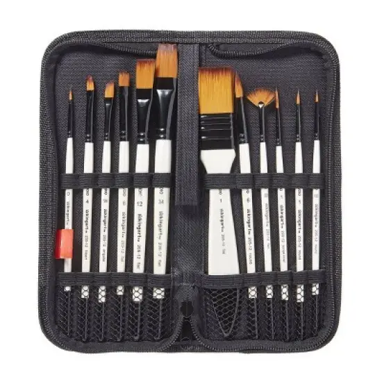 KINGART Brush Set Gold Nylon in Case 12 pc image {4}